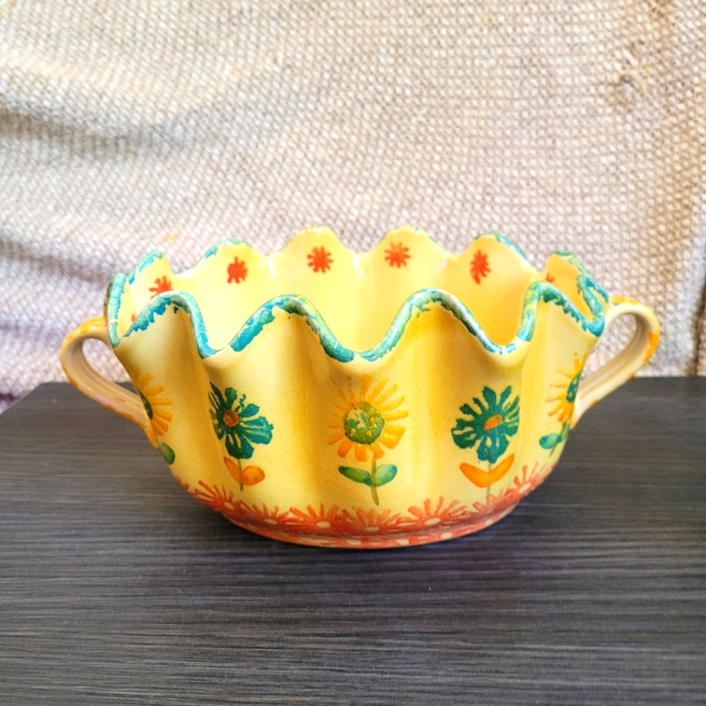 Italica Ars Hand Painted Sunflower Pottery Dish